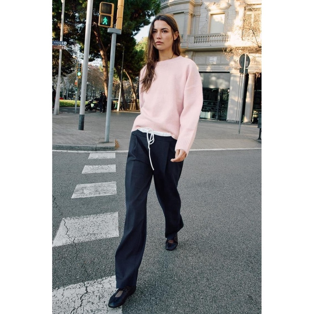 NWT Zara Soft Knit Sweater Light Pink Sz Small Classic!